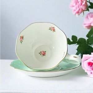 Royal Albert Polka Rose Blue Teacup and Saucer
